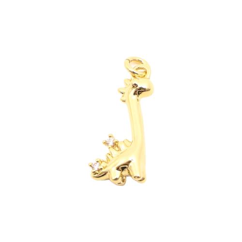 Cubique Pendentif en laiton zircon pavent, Dinosaure, DIY & pavé de micro zircon, doré Vendu par PC