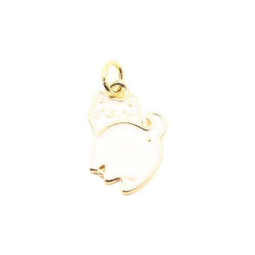 Pendentifs de Émail laiton , chat, DIY & émail, doré Vendu par PC