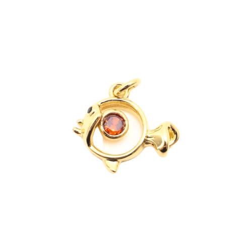Cubique Pendentif en laiton zircon pavent, poisson, DIY & pavé de micro zircon & creux, doré Vendu par PC