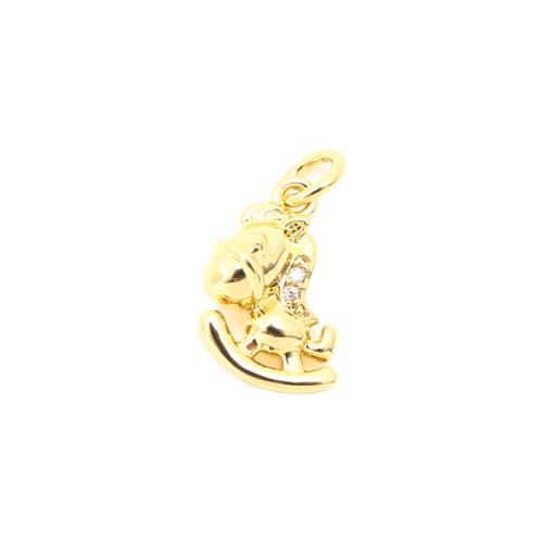 Cubique Pendentif en laiton zircon pavent, cheval à bascule, DIY & pavé de micro zircon, doré Vendu par PC