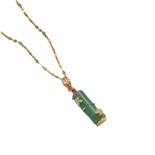 Titanium Steel Jewelry Necklace, with Resin, plated, fashion jewelry & for woman Approx 41 cm 