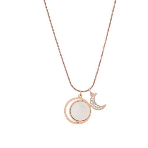 Titanium Steel Necklace, with Cubic Zirconia & Acrylic, plated, fashion jewelry & for woman Approx 41 cm 