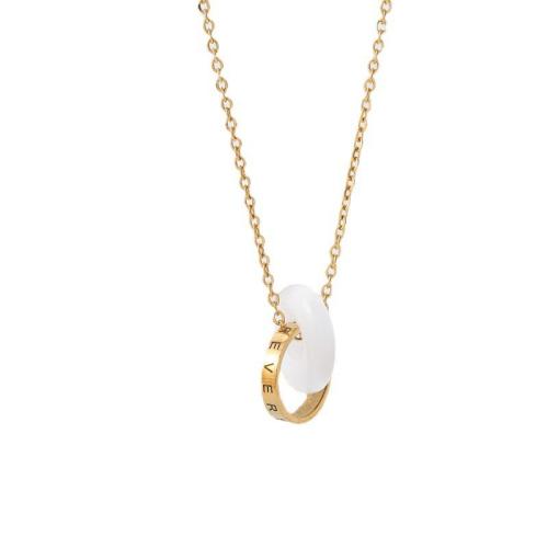 Titanium Steel Jewelry Necklace, with Resin, plated, fashion jewelry & for woman Approx 41 cm 