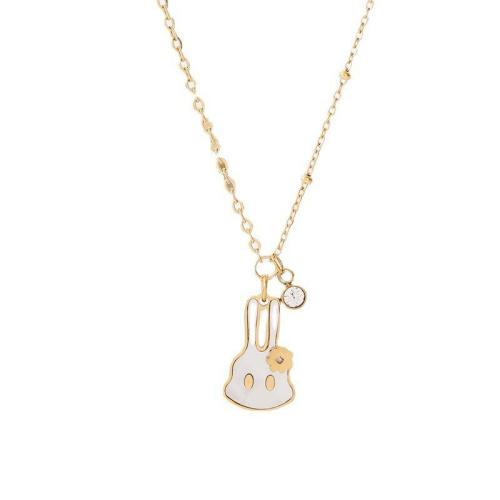 Titanium Steel Jewelry Necklace, with Acrylic, plated, fashion jewelry & for woman Approx 41 