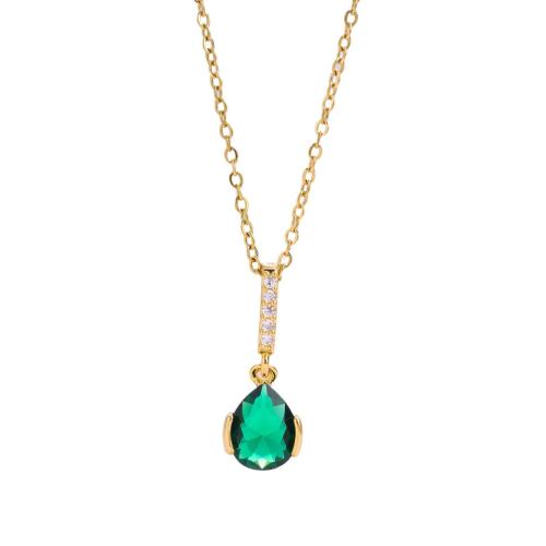 Titanium Steel Necklace, with Cubic Zirconia, plated, fashion jewelry & for woman Approx 41 