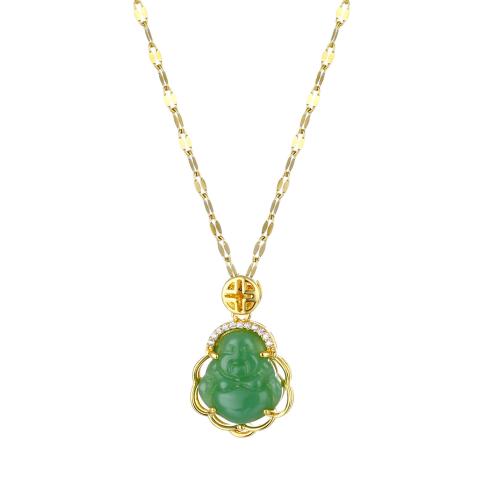 Titanium Steel Necklace, with Cubic Zirconia & Resin, plated, fashion jewelry & for woman Approx 41 cm 