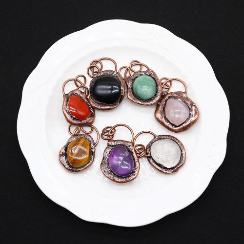 Gemstone Jewelry Pendant, with Brass, irregular, DIY 28-43mm 