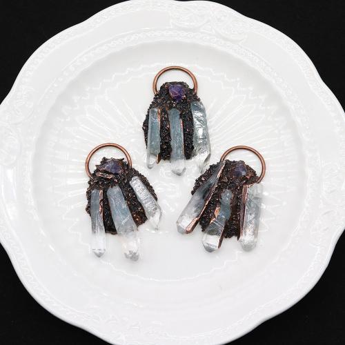 Чистый кварц подвеска, с Аметист & Латунь, Другое покрытие, DIY, разноцветный, 30-55mm, продается PC