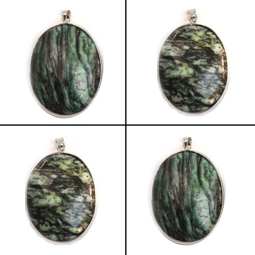 turquoise synthétique Pendentif, avec laiton, ellipse, Placage, DIY, couleurs mélangées Vendu par PC