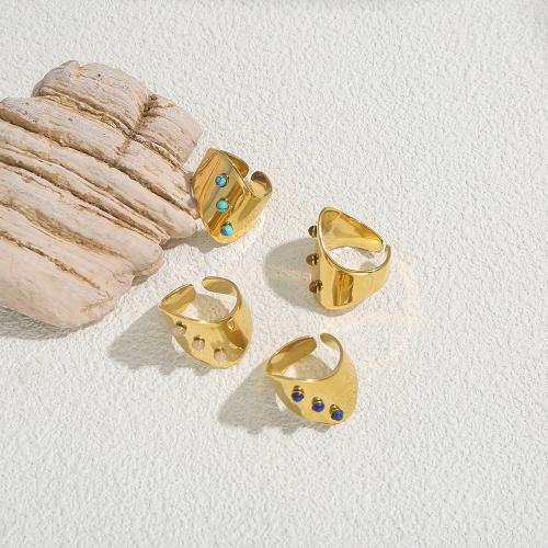 Rhinestone Stainless Steel Finger Ring, 304 Stainless Steel, plated, fashion jewelry & with rhinestone [