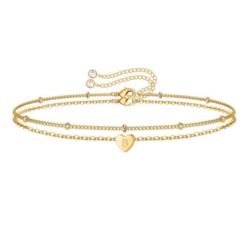 Brass Bracelet, Heart, gold color plated & with letter pattern & for woman Approx 6-8 Inch 