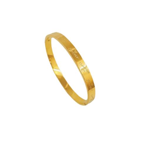 Titanium Steel Bangle, plated, with heart pattern & for woman Inner Approx 60mm 