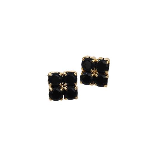 cristal boucle d oreille dormeuse, avec alliage de zinc, Motif géométrique, Placage de couleur d'or, bijoux de mode & pour femme, plus de couleurs à choisir, 10mm, Vendu par paire