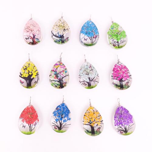 verre Pendentif, avec alliage de zinc, DIY & styles différents pour le choix, Couleur aléatoire, Vendu par PC[