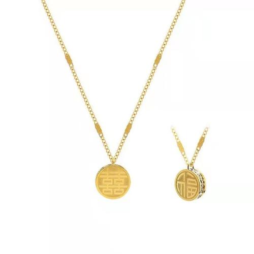 Titanium Steel Necklace, plated, fashion jewelry & for woman, golden Approx 41 cm 