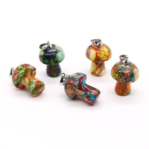 metal colgante, con Jaspe Impresión, champiñon, chapado, Bricolaje, más colores para la opción, 15x23mm, Vendido por UD