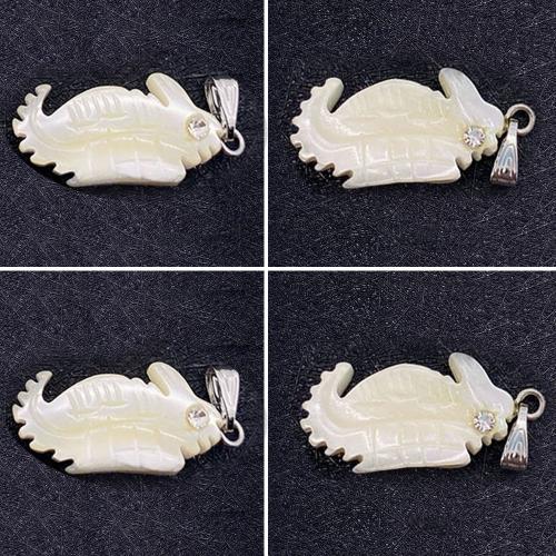 White Shell Pendants, with Brass, Seahorse, plated, DIY & with rhinestone, white 