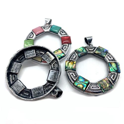 Abalone Shell Pendants, Zinc Alloy, with Abalone Shell, plated, DIY 46mm [