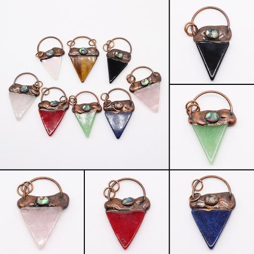 Pendentif bijoux de pierre gemme, avec laiton, triangle, Placage, DIY, plus de couleurs à choisir, Vendu par PC
