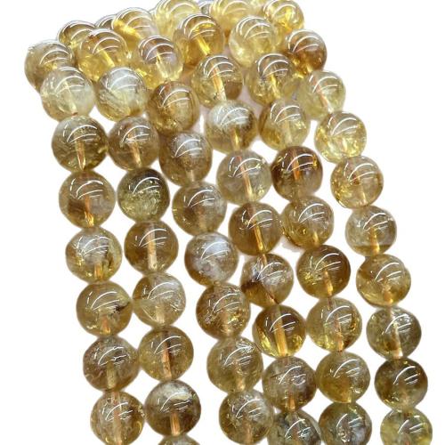 Cristal en jaune naturelles, perles de citrine, Rond, DIY, Jaune, 10mm cm, Vendu par brin