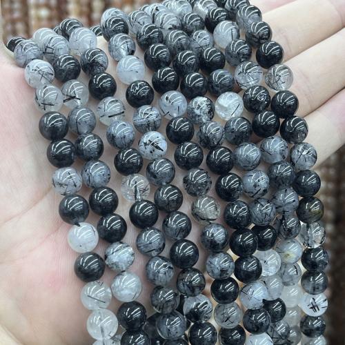 Rutilated Quartz Beads, Tourmalinated Quartz, Round, DIY, mixed colors cm 
