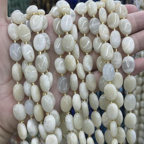 Perles Pierre de lune, Moonstone, ellipse, DIY, blanc Vendu par brin