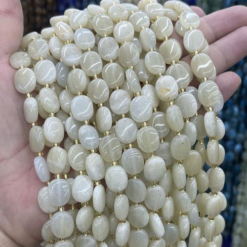Perles Pierre de lune, Moonstone, ellipse, DIY, blanc Environ 38 cm, Vendu par brin