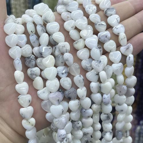 Blanc opale goutte, coeur, DIY, blanc, 10mm Environ 38 cm, Vendu par brin