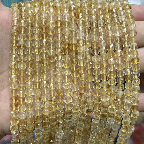 Cristal en jaune naturelles, perles de citrine, Carré, DIY, Jaune, 4.6mm Environ 38 cm, Vendu par brin