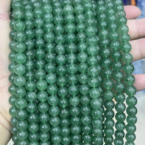 Strawberry Quartz goutte, Rond, DIY, vert, 8mm Environ 38 cm, Vendu par brin