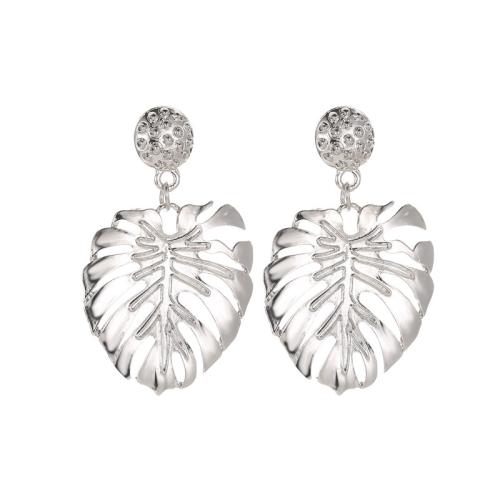 alliage de zinc Boucle d'oreille goutte, feuille, Placage, pour femme & creux, plus de couleurs à choisir Vendu par paire