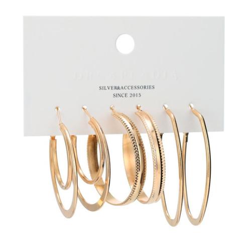alliage de zinc Boucles d'oreilles, Placage de couleur d'or, styles différents pour le choix & pour femme, earring length 25-60mm, Vendu par fixé