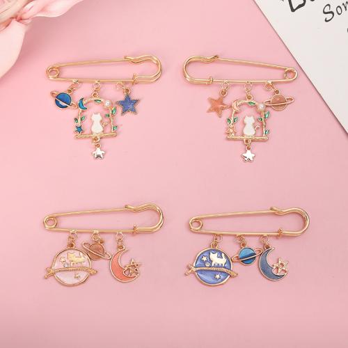 Zinc Alloy Brooch, with Plastic Pearl, Cat, gold color plated & for woman & enamel 