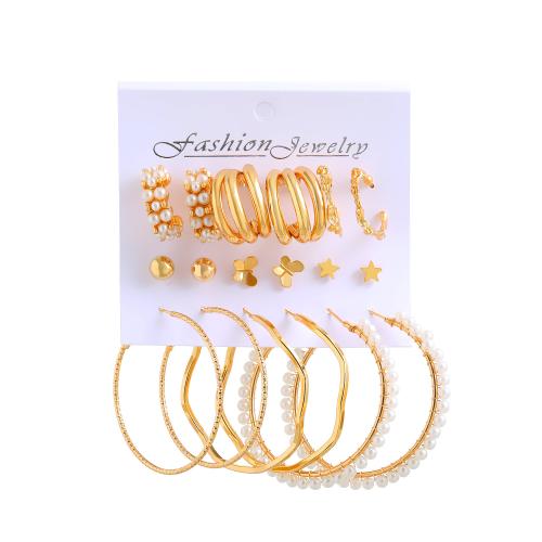 alliage de zinc Boucles d'oreilles, avec résine & perle de plastique, Placage, styles différents pour le choix & pour femme, earring length 20-60mm, Vendu par fixé