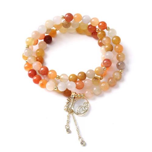 Encendedor Imperial Jade Pulsera, con aleación de zinc, hecho a mano, multicapa & para mujer, beads length 6mm, longitud:aproximado 18-24 Inch, Vendido por UD