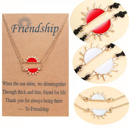 aleación de zinc Conjunto de joya, chapado en color dorado, diferentes estilos para la opción & para mujer & esmalte, Vendido por UD