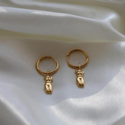 Acier inoxydable 316 Boucles d'oreilles pendantes Hoop Huggie, Placage de couleur d'or, bijoux de mode & pour femme Vendu par paire
