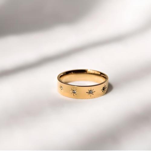 Acier inoxydable 304 bague, Placage de couleur d'or, normes différentes pour le choix & pour femme & avec strass Vendu par PC