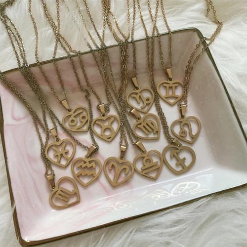 304ステンレススチール ネックレス, 12 干支の兆候, ゴールドメッキ, ランダムに送信 & 女性用, 長さ:約 16-20 インチ, 売り手 パソコン