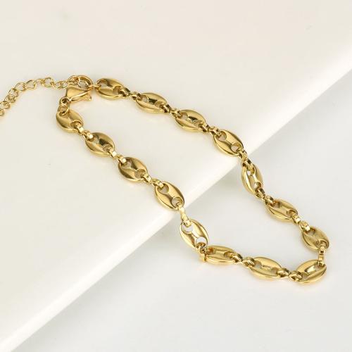 Titanium Steel Bracelet and Necklace, gold color plated & for woman 