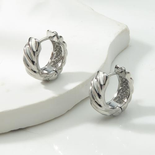 Latón Huggie pendiente del aro, metal, chapado, Joyería, más colores para la opción, libre de níquel, plomo & cadmio, 14x5.1x13.5mm, Vendido por Par