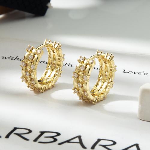 Latón Huggie pendiente del aro, metal, chapado, Joyería & micro arcilla de zirconia cúbica, más colores para la opción, libre de níquel, plomo & cadmio, 15.9x5.37x14.37mm, Vendido por Par