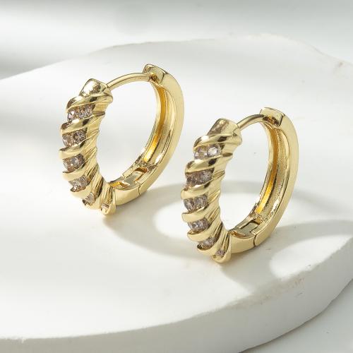 Latón Huggie pendiente del aro, metal, chapado, Joyería & micro arcilla de zirconia cúbica, más colores para la opción, libre de níquel, plomo & cadmio, 18.2x4x17.1mm, Vendido por Par