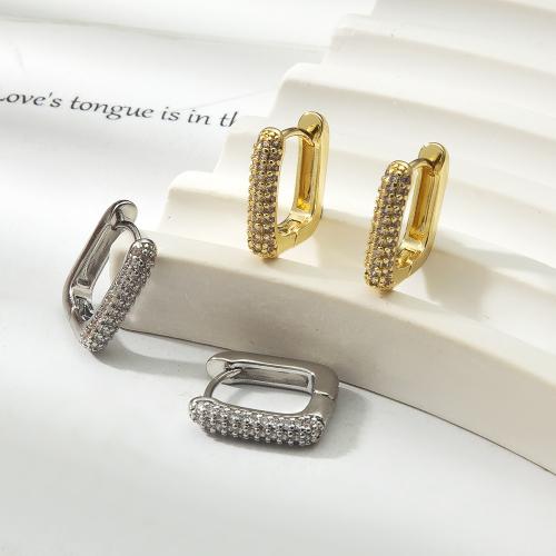 Brass Huggie Anneau d'oreille, laiton, Placage, bijoux de mode & avec strass, plus de couleurs à choisir, protéger l'environnement, sans nickel, plomb et cadmium Vendu par paire[