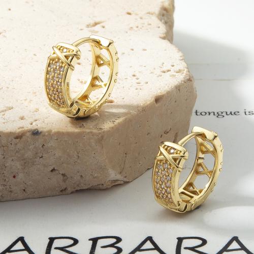 Латунь Основа для сережки, Другое покрытие, ювелирные изделия моды & инкрустированное микро кубического циркония, Золотой, не содержит никель, свинец продается Пара