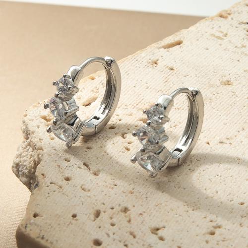 Латунь Основа для сережки, Другое покрытие, ювелирные изделия моды & инкрустированное микро кубического циркония, Много цветов для выбора, не содержит никель, свинец продается Пара