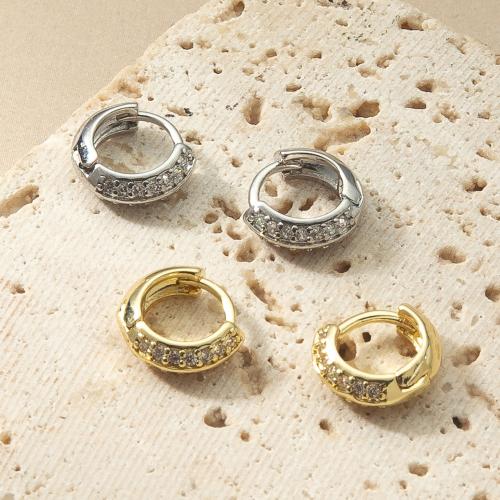 Латунь Основа для сережки, Другое покрытие, ювелирные изделия моды & инкрустированное микро кубического циркония, Много цветов для выбора, не содержит никель, свинец продается Пара