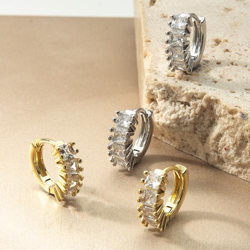 Латунь Основа для сережки, Другое покрытие, ювелирные изделия моды & инкрустированное микро кубического циркония, Много цветов для выбора, не содержит никель, свинец продается Пара