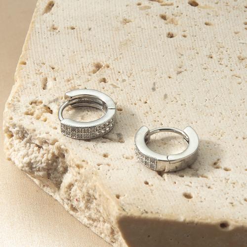 Латунь Основа для сережки, Другое покрытие, ювелирные изделия моды & инкрустированное микро кубического циркония, Много цветов для выбора, не содержит никель, свинец продается Пара