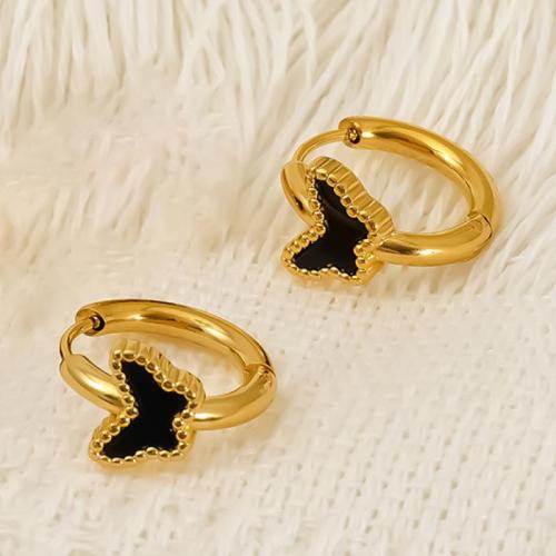 Stainless Steel Leverback Earring, 304 Stainless Steel, with Acrylic, 18K gold plated, fashion jewelry & for woman 